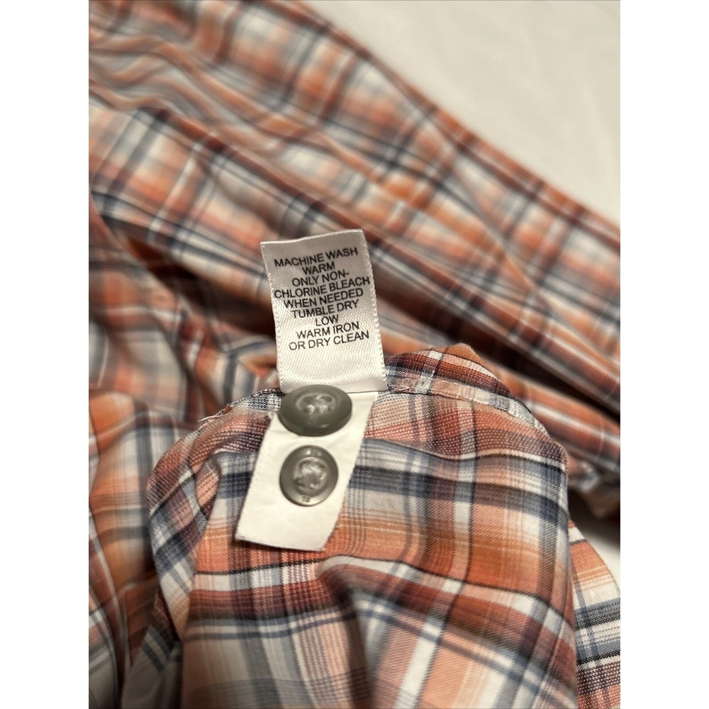 Banana Republic men's XL Shirt orange gray white plaid long sleeve - Picture 10 of 12
